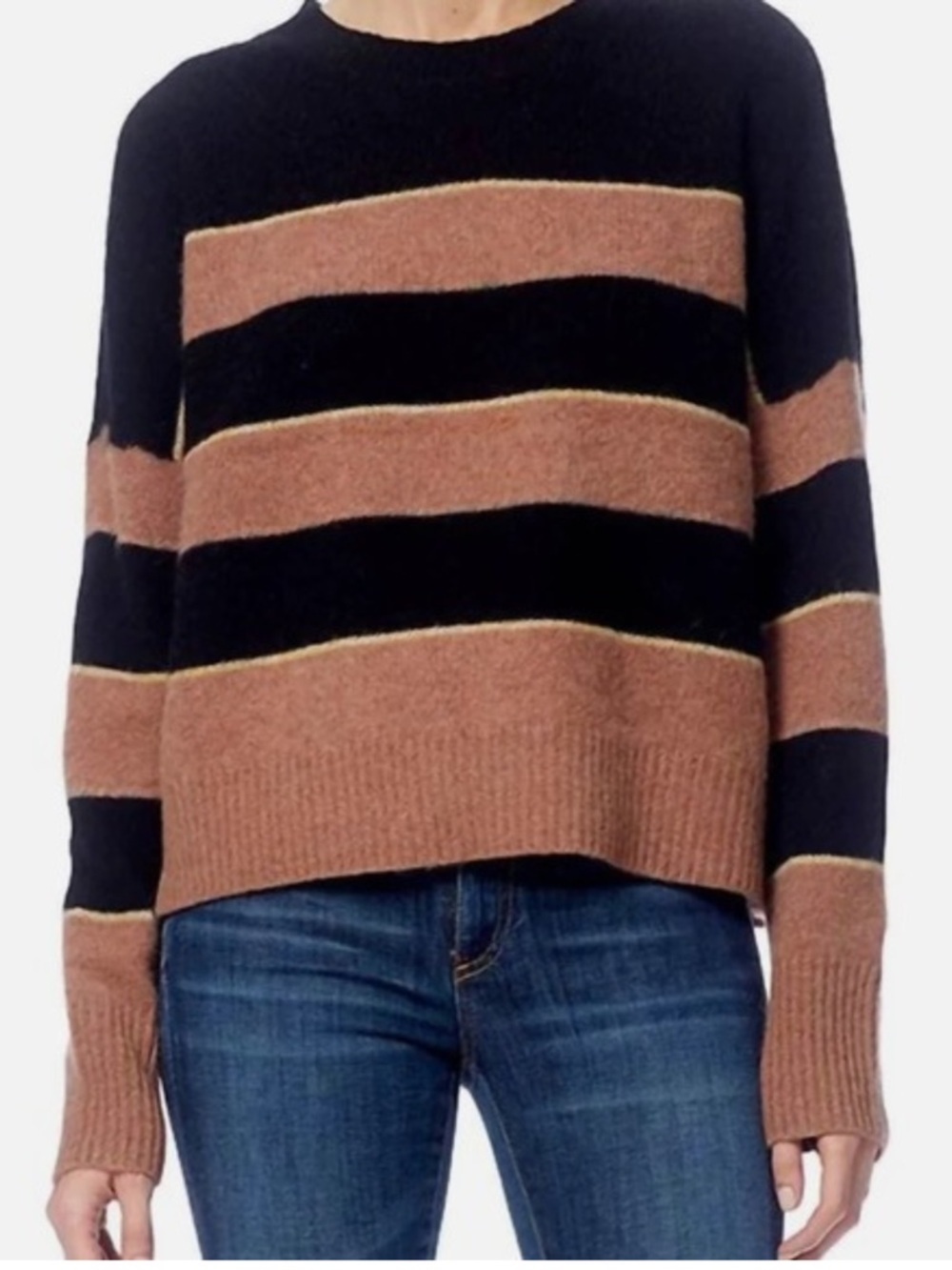 360 Cashmere Abigail Striped Sweater Black Toffee Brown - Picture 6 of 6